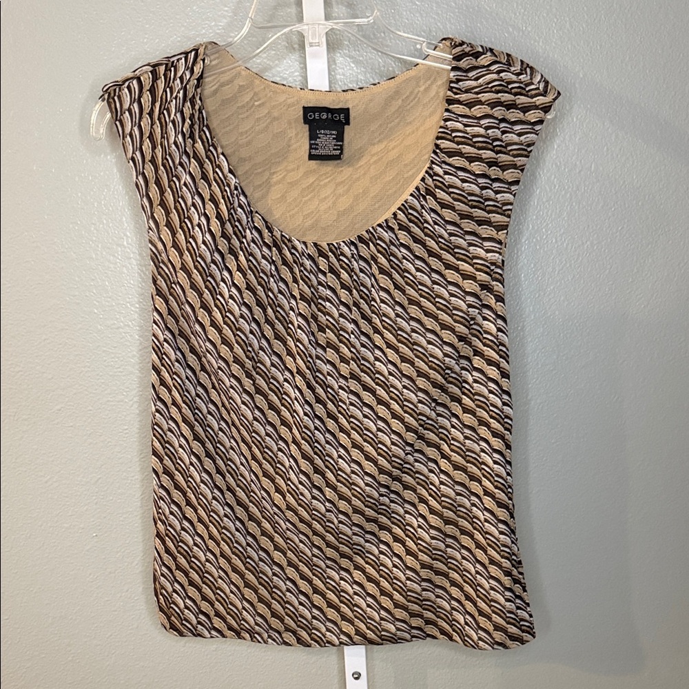 George Brown and Cream Sleeveless Wave-Print Tank Top